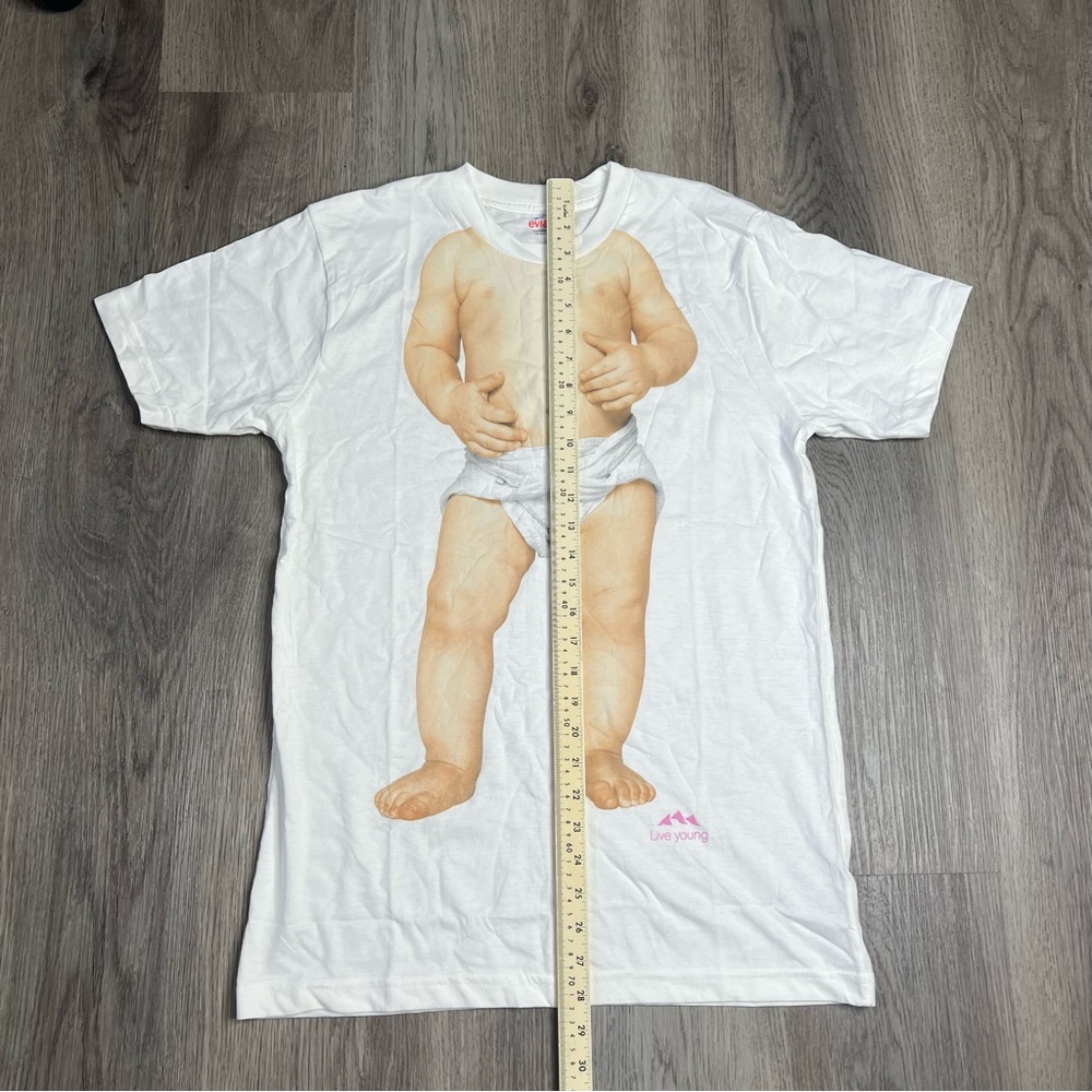 Nwot Evian Water Live Young Baby In Diaper T-Shirt Adult Medium Promotional View 4